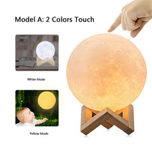 Load image into Gallery viewer, 3D Dimmable Moon Lamp 16 Colors