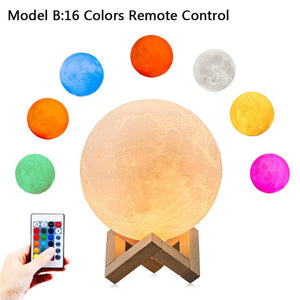 3D Dimmable Moon Lamp 16 Colors